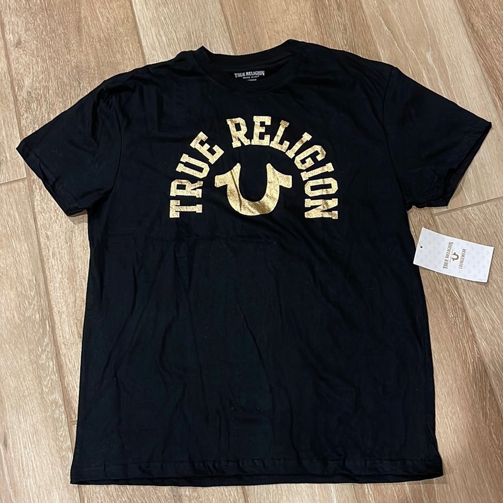 True Religion Loungewear Tee Black/Gold LARGE